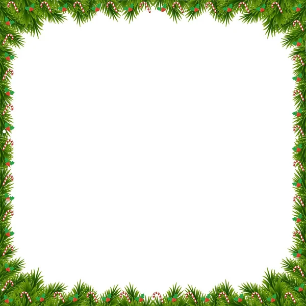 Рождественская елка украшена рамка на белом фоне — стоковый вектор