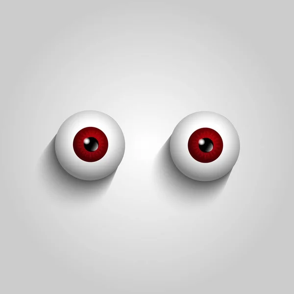 Pair of red brown eyeballs isolated on white background. — Stock Vector