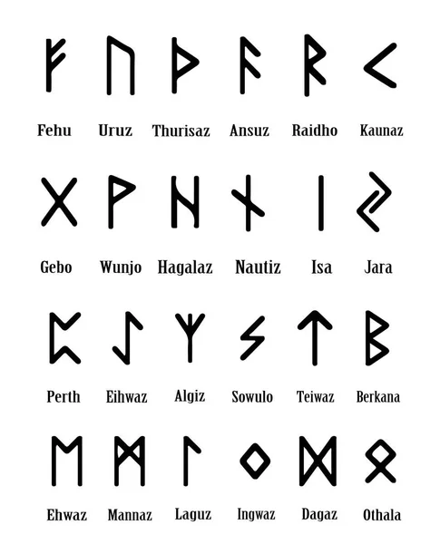 Futhark runes magie authentique vecteur illustration logo symbole — Image vectorielle