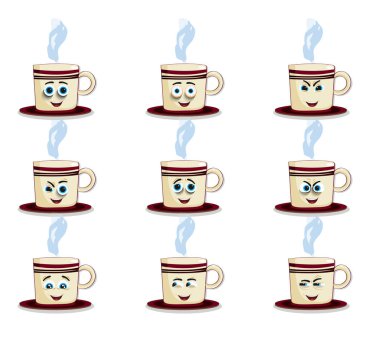 Kupası emoji yanaklar, gözler ve gülümseyen ağız ile ayarla.