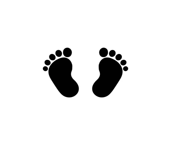 Svart siluett av baby fotspår isolerad på vit bakgrund — Stock vektor