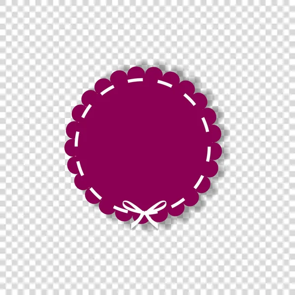 紫圆邮票用白丝带剪纸风格孤立 — 图库矢量图片