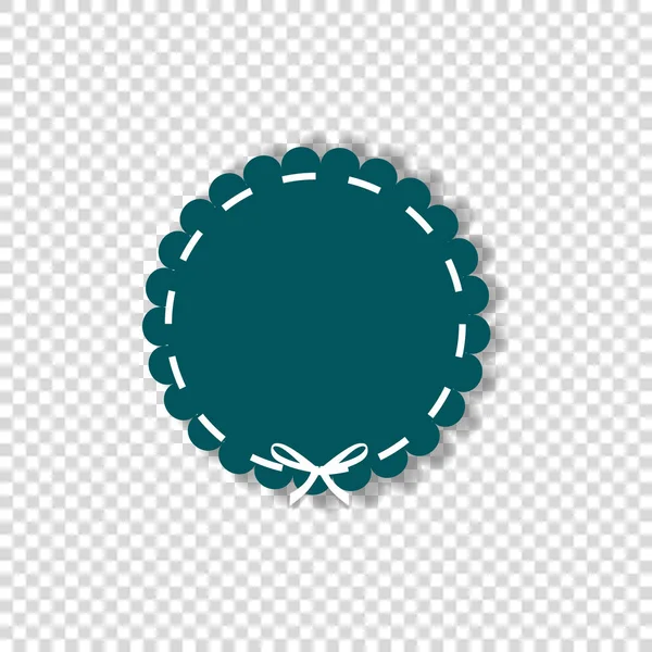 Timbre rond vert-bleu avec ruban blanc en papier découpé style — Image vectorielle