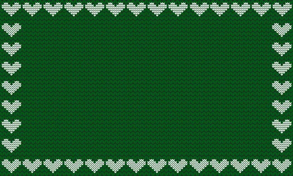 Smeraldo verde tessuto a maglia sfondo incorniciato con maglia bianca h — Vettoriale Stock