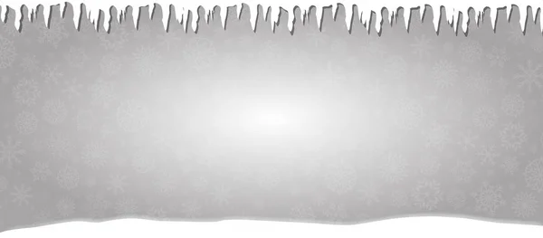 Elegante Winter silber schneebedecktes Banner mit Eiszapfen, Schnee- — Stockvektor