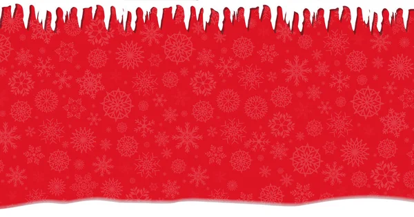 Elegant winter festive  red banner with fallen snowflakes, icicl