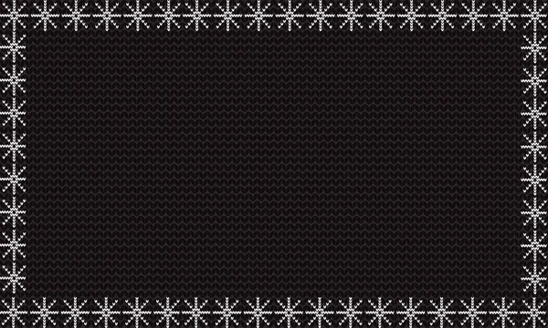 Charoal černé textilie pozadí orámované s bílé sněhové vločky. — Stockový vektor