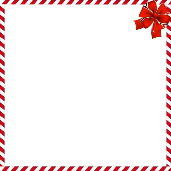 Рождественская или новогодняя граница с красно-белым леденцом, обернутым красной праздничной лентой . — стоковый вектор