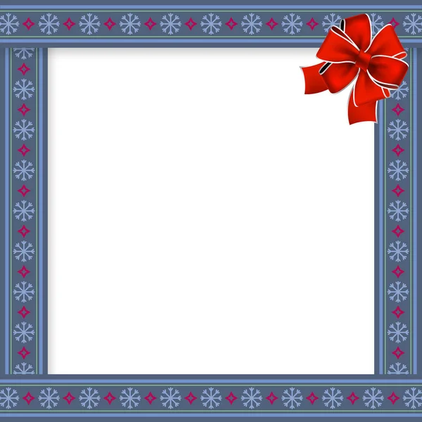 Roztomilý vánoční rám s sněhové vločky vzorem na modrém pozadí — Stockový vektor
