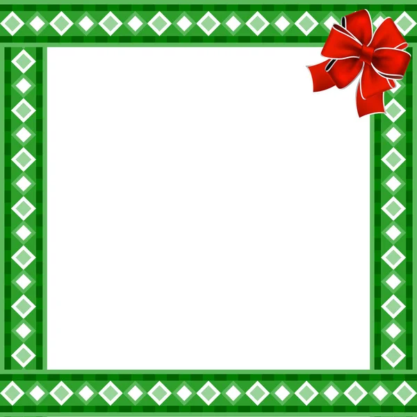 녹색 배경에 마름모 패턴으로 귀여운 크리스마스 또는 새 해 테두리. — 스톡 벡터
