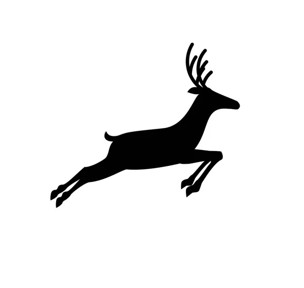 Siluet profil hitam dari rusa berjalan terisolasi pada warna putih - Stok Vektor