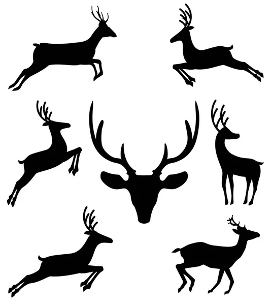 Reindeers siyah siluetler kümesi