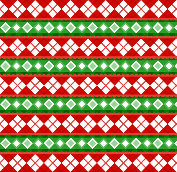 Roztomilý vánoční nebo novoroční vzor s diamond kosočtverec na červenou — Stockový vektor