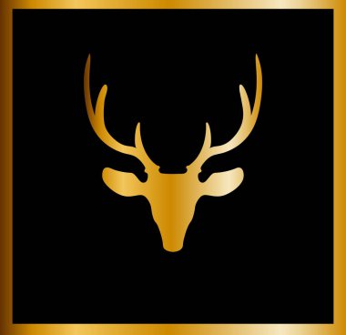 Altın siluet siyah arka plan üzerinde Ren geyiği başkanı wi çerçeveli
