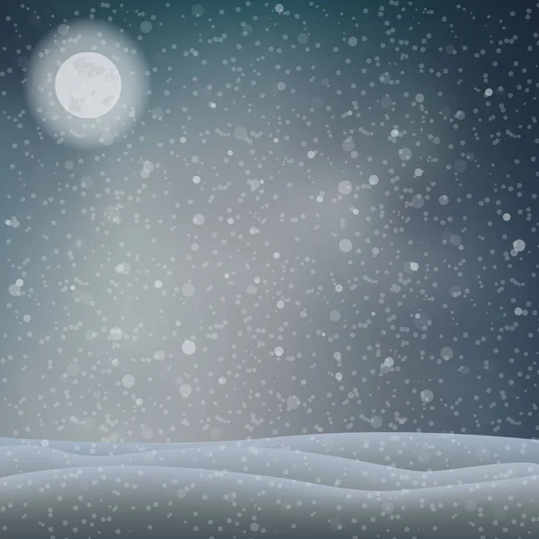 Расслабляющий снежный фон со снежинками и лунным светом — стоковый вектор