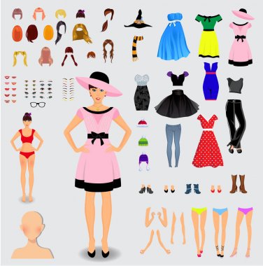 Büyük için oluşturma benzersiz kadın karakter kümesi.