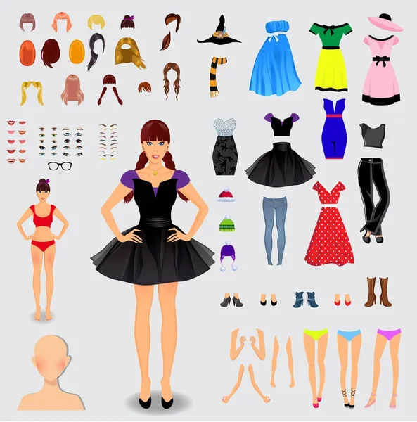 Clothes woman vector beautiful girl and dress up or clothing with