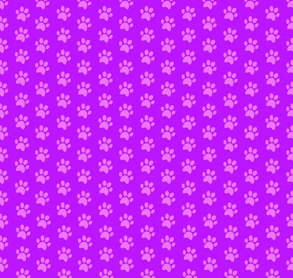 Roztomilý vzor bezešvé růžové zvířecí tlapy tiskne na fialové pozadí — Stockový vektor