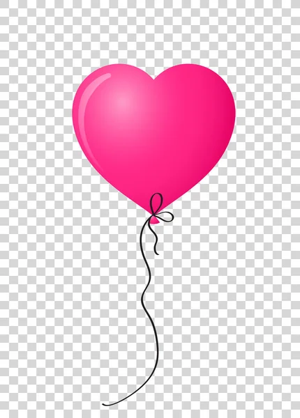 Roze realistische hart gevormde helium ballon op transparante — Stockfoto