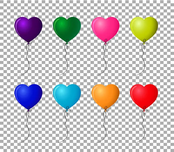 Collectie van veelkleurige realistische helium hart vormige ballon — Stockfoto