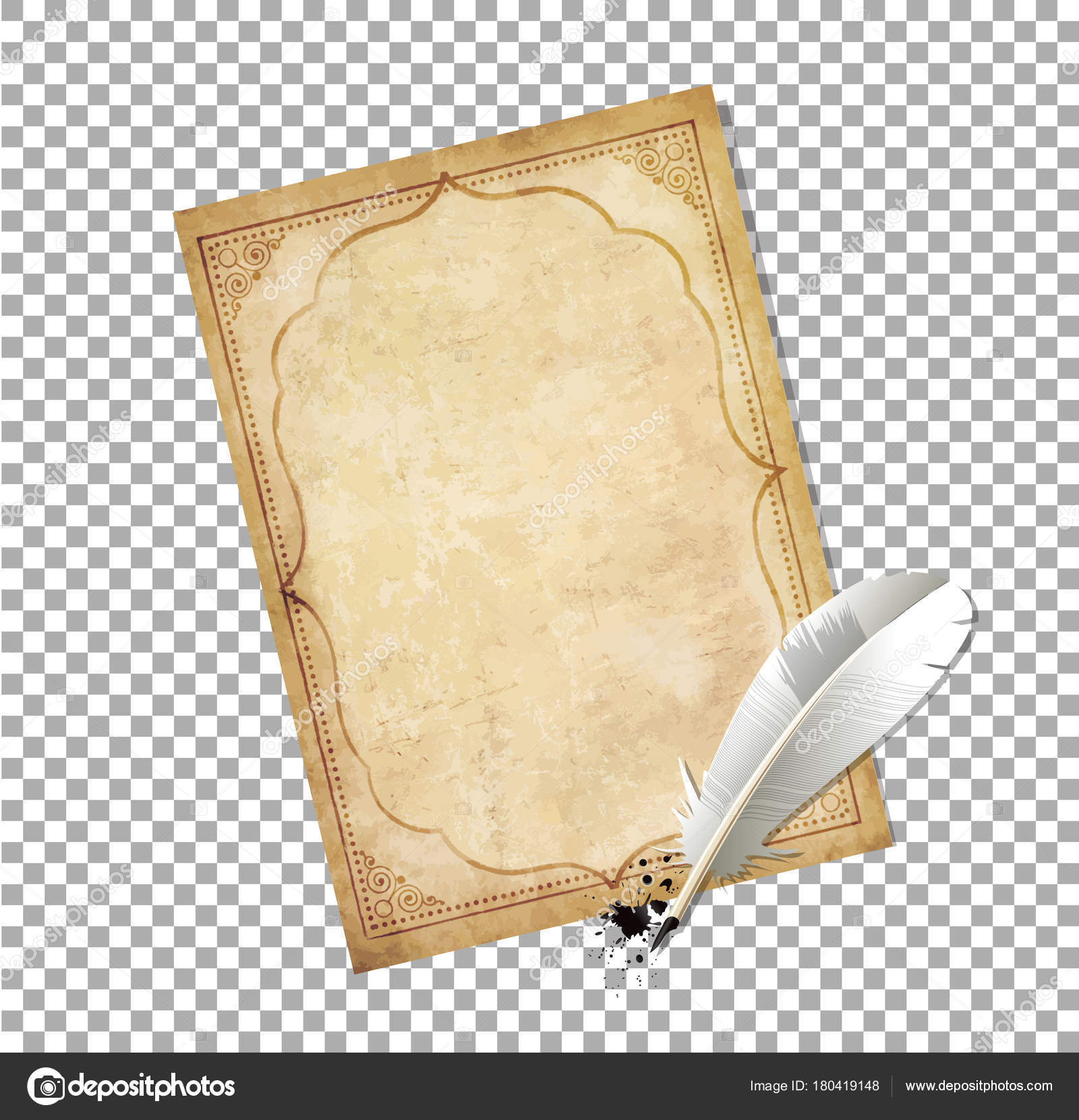 Old fashioned feather pen | Old fashioned letter paper with feather pen