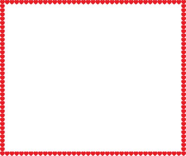 Vektör full frame kenarlıklı kırmızı çizgi film kalpleri ve t için yer