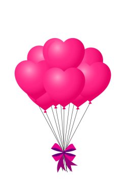 pembe doğum günü ya da Sevgililer balonlar 3D gerçekçi demet