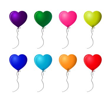 Renkli gerçekçi helyum kalp dizi balon şeklinde