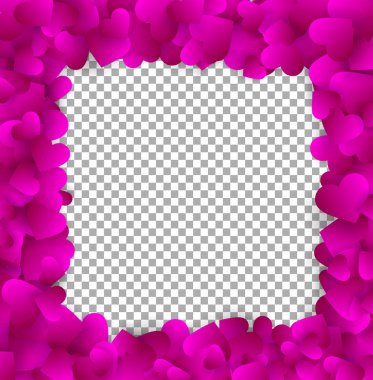 Sevimli pembe kağıt kalplerin kare zarif çerçeve yaptı