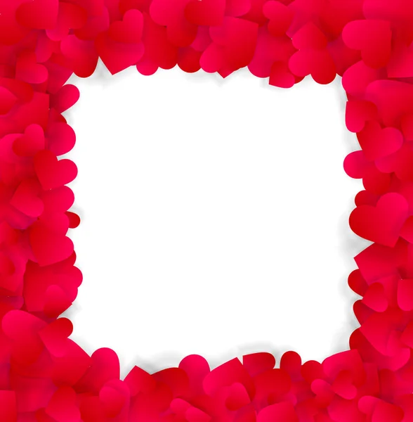 Love Valentines of bruiloft elegant frame gemaakt van rode harten — Stockvector