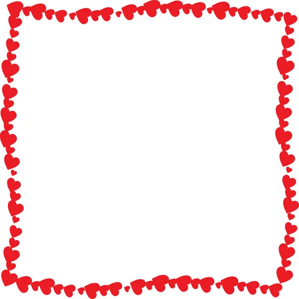 Amor moldura torcida feita de desenhos animados vermelhos corações de tamanhos diferentes — Vetor de Stock
