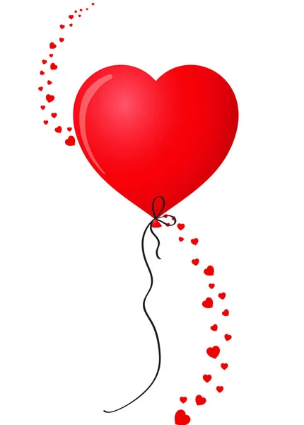 Красный коричневый гелиевый шар в форме сердца — стоковый вектор