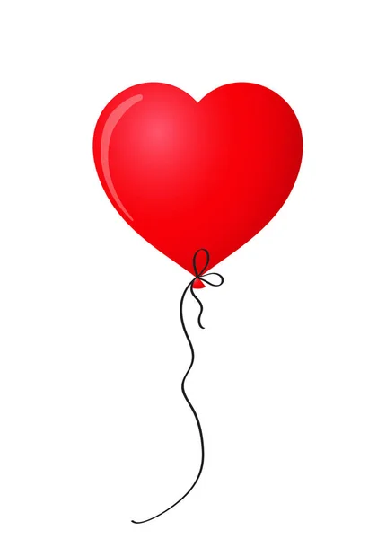 Ruby rood realistische hart vormige helium ballon — Stockvector