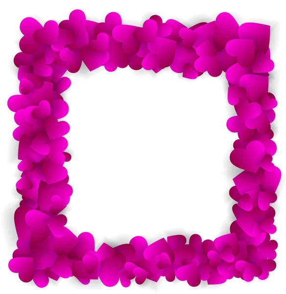 Elegant frame gemaakt van schattige roze papieren harten — Stockvector