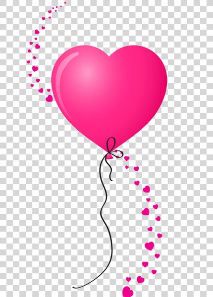 Balão de hélio em forma de coração rosa com onda vertical feita de ouvir — Vetor de Stock