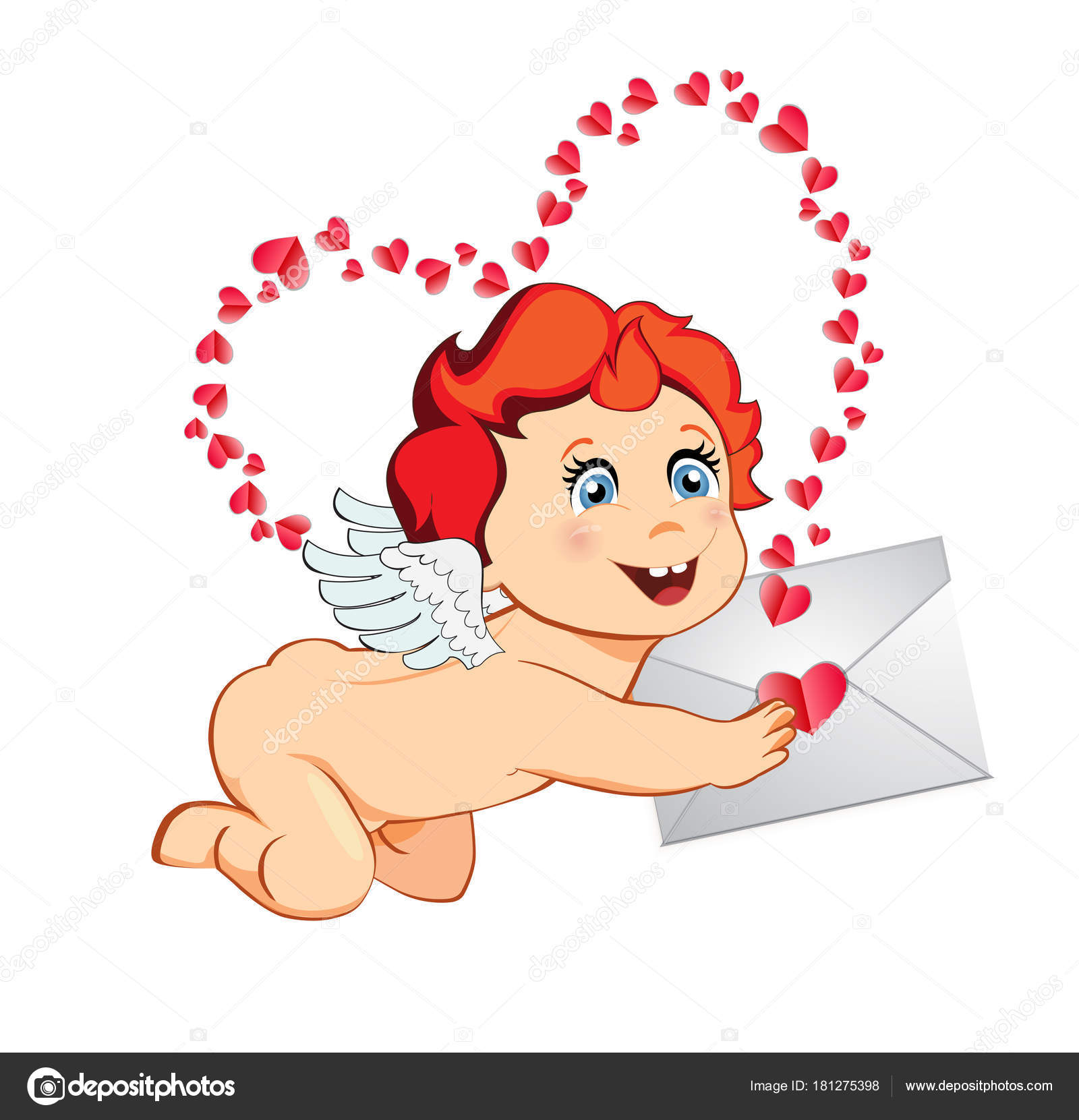 Bébé Mignon Dessin Animé Cupidon Ange Amour Tenant La