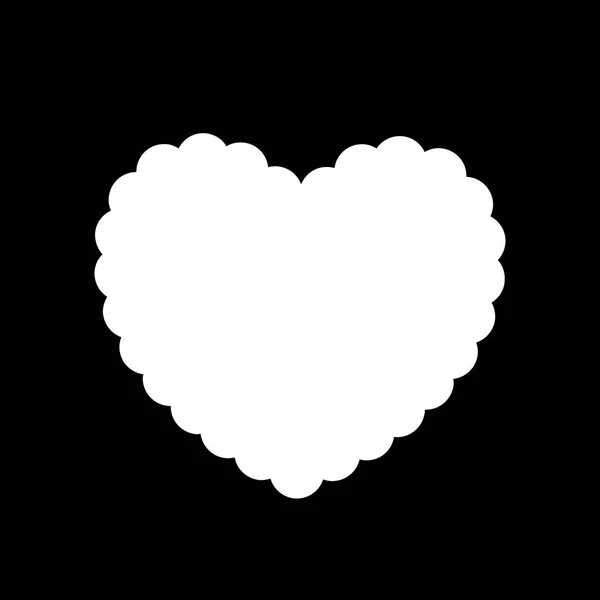 White silhouette of wavy heart isolated on black background. — Stock Vector