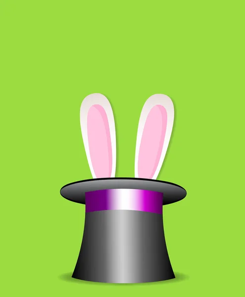 Tour de magie lapin en chapeau cylindre noir . — Image vectorielle