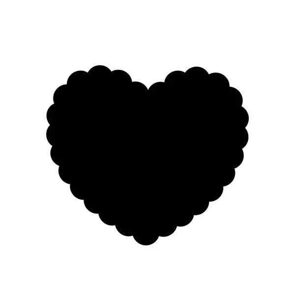 Silueta negra de corazón ondulado aislado sobre fondo blanco . — Vector de stock