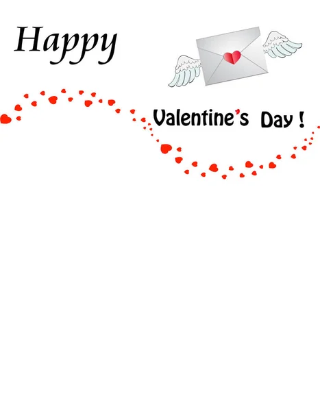 Gabarit Saint-Valentin avec enveloppe timbrée coeur fermé — Image vectorielle