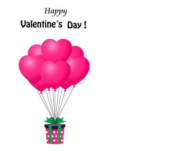 Cadeau en forme de coeur bouquet rouge de ballons d'hélium . — Image vectorielle