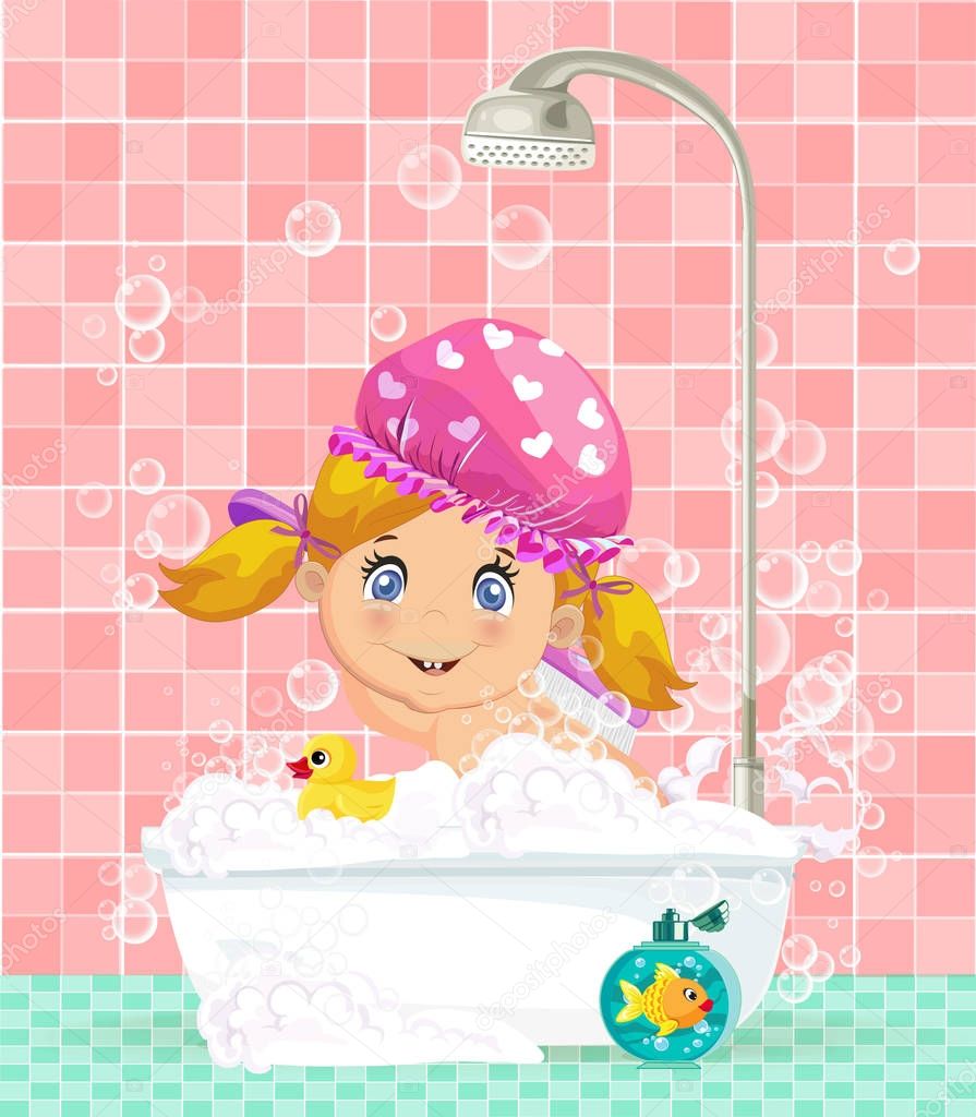 Bebe rubio dibujo | dibujos animados lindo Rubio bebé niña tomando un