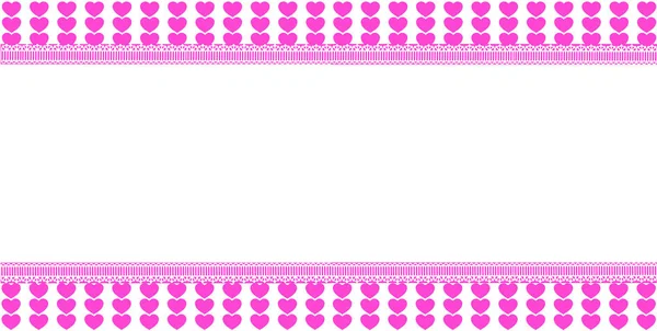 ピンクの並ぶ心のパターンを持つかわいい水平テンプレート, — ストック写真