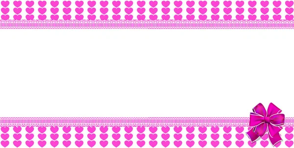 Modèle horizontal mignon avec des cœurs rayés roses enveloppés de b — Photo