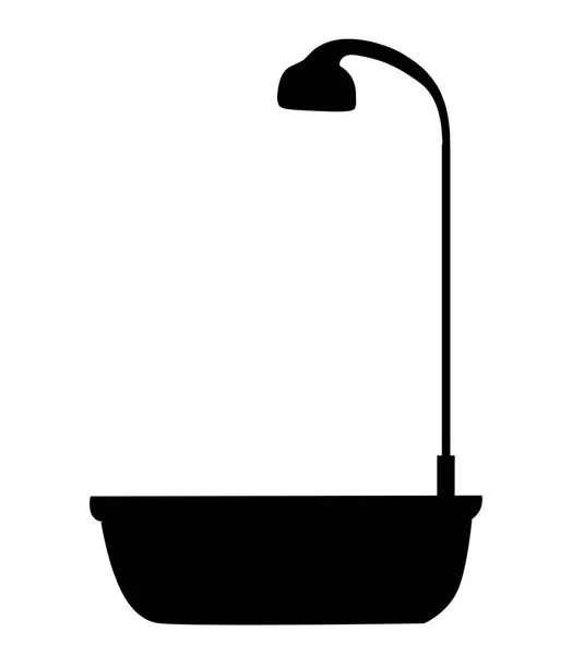 Schwarze Badewannen Silhouette Mit Duschkopf Symbol Auf Weißem Hintergrund Bad — Stockvektor