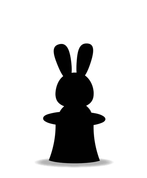 Silueta negra de conejo sentada en el cilindro mágico — Archivo Imágenes Vectoriales