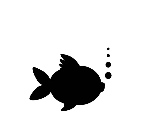 Zwarte silhouet van goudvis geïsoleerd op witte achtergrond — Stockvector