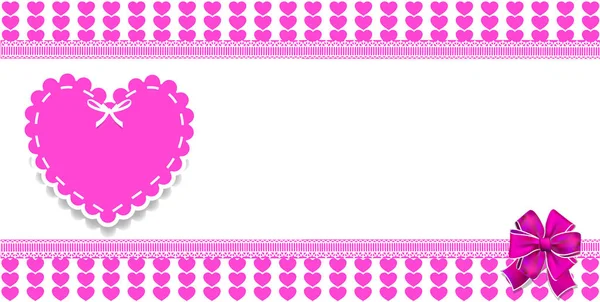 Cute template with pink hearts pattern — Stock Vector