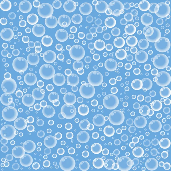 Lindo fondo de pantalla de bebé con burbujas de jabón realistas en el fondo azul — Vector de stock