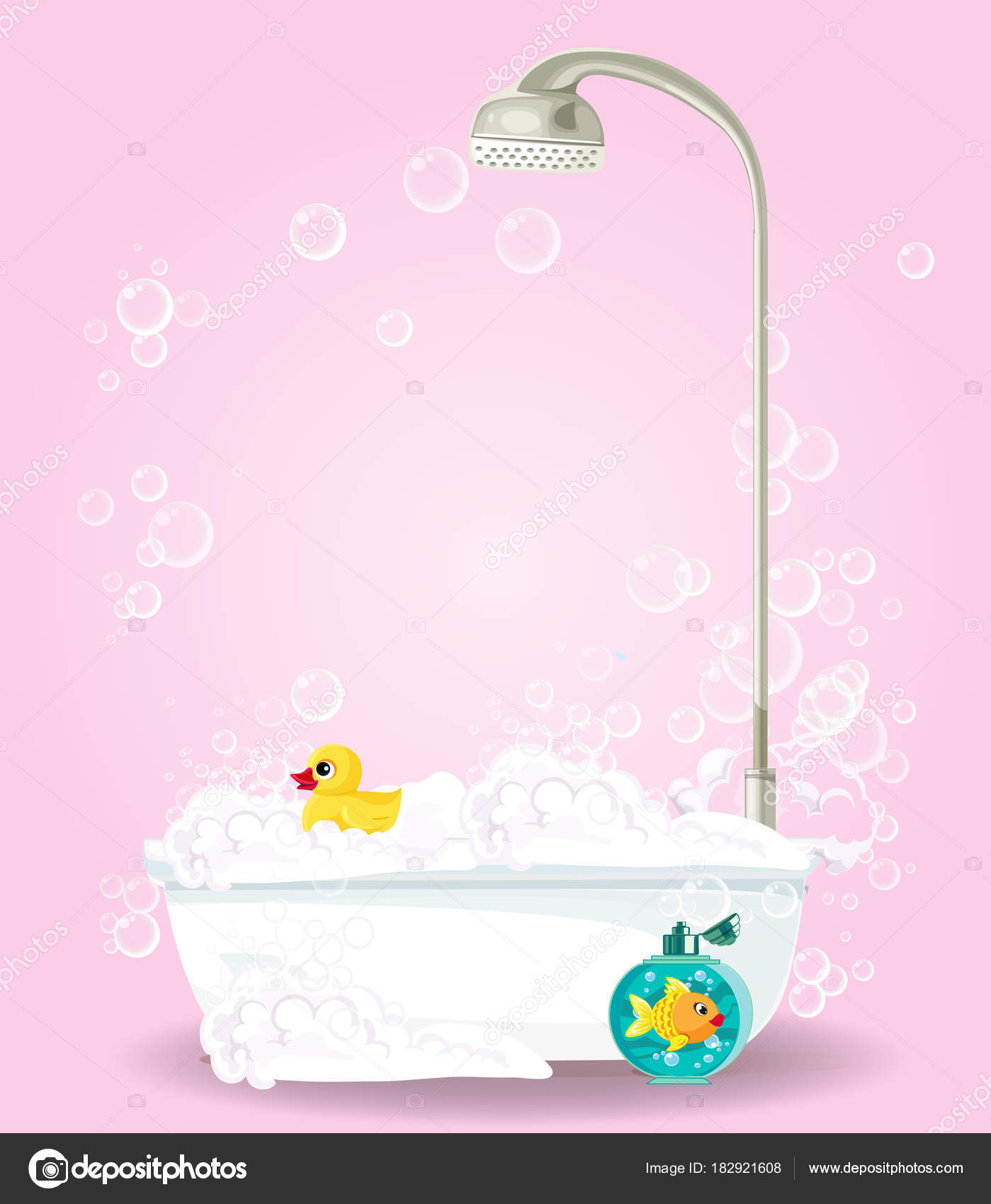 Baño espuma de colores | Ilustración de dibujos animados lindo de